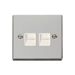 Se Home - Polished Chrome Secondary Telephone Twin Socket - White Trim