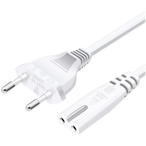 AOUGO Power cable eu type c plug to double female type C7 socket, straight 1.5m, white