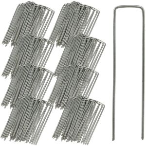 Securing Pegs Set of 200, Stainless, Bevelled Tips, Drive In, 15 cm Long, Galvanised Steel, Silver - Relaxdays