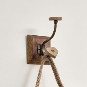 Melody Maison - Wood & Metal Heart Wall Hook - Brown