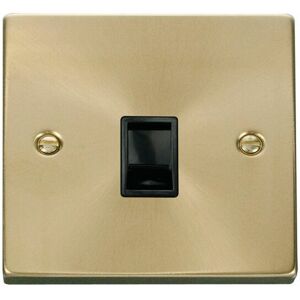 Satin / Brushed Brass Rj11 Socket - Black Trim - SE Home