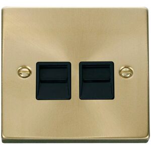 Se Home - Satin / Brushed Brass Secondary Telephone Twin Socket - Black Trim