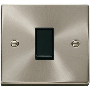 Satin / Brushed Chrome 10A 1 Gang 2 Way Light Switch - Black Trim - SE Home