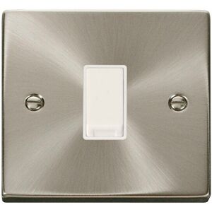 Se Home - Satin / Brushed Chrome 10A 1 Gang 2 Way Light Switch - White Trim