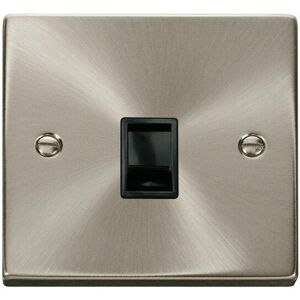 Se Home - Satin / Brushed Chrome Rj11 Socket - Black Trim