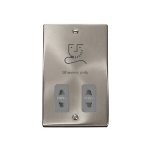 Se Home - Satin / Brushed Chrome Shaver Socket 115v/230v - Grey Trim