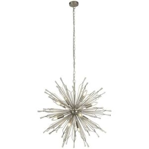 Starburst - 8 Light Satin Silver Ceiling Pendant with Clear Glass Bead Detail - Searchlight