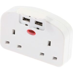 Tuseuc Twin Euopean Adapte with Two usb Pots - White - SMJ