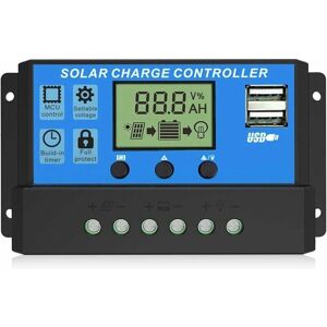 Hoopzi - Solar Charge Controller, Dual usb Ports Intelligent Solar Panel Battery Regulator, Multi-Function Adjustable lcd Display Street Light