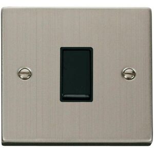 Se Home - Stainless Steel 10A 1 Gang 2 Way Light Switch - Black Trim