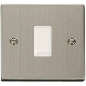 Se Home - Stainless Steel 10A 1 Gang 2 Way Light Switch - White Trim