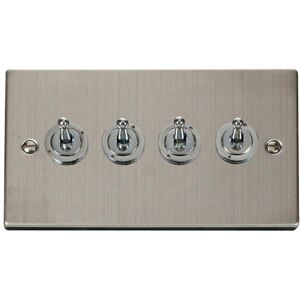 Se Home - Stainless Steel 4 Gang 2 Way 10AX Toggle Light Switch