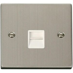 Se Home - Stainless Steel Master Telephone Single Socket - White Trim