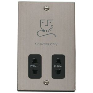 Se Home - Stainless Steel Shaver Socket 115v/230v - Black Trim