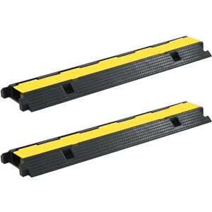 Sweiko - Cable Protector Ramps 2 pcs 1 Channel Rubber 100 cm VDTD04863