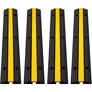 VEVOR 4 Pack of 1-Channel Rubber Cable Protector Ramps Heavy Duty 18000Lbs Load Capacity Cable Wire Cord Cover Ramp Speed Bump Driveway Hose Cable Ramp