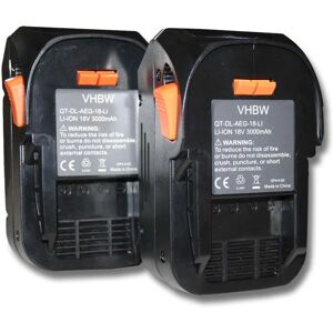 Vhbw - 2x Battery Replacement for aeg L1850R, L1850R-X4, L1890RHD, L1860R-X4, L1860RHD for Power Tools (3000 mAh, Li-ion, 18 v)