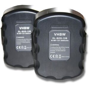 Vhbw - 2x Battery Replacement for Bosch BAT139, BAT120 for Power Tools (3000 mAh, NiMH, 12 v)