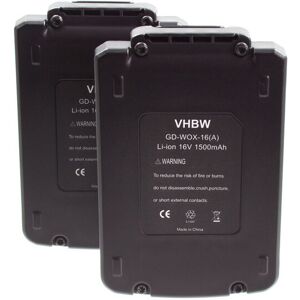 Vhbw - 2x Battery Replacement for Worx WA3527, WA3539 for Power Tools (1500 mAh, Li-ion, 16 v)