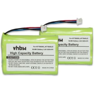 VHBW 2x Ni-MH Battery Set 800mAh (3.6V) for Wireless Landline Telephone Phone Polycom kirk 3040, kirk 4020, kirk 4040 :CPH-464Q3S, NT7B65KL, NT7B65LD.