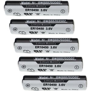 Vhbw - 5x ER10450 Round Cell Batteries - Primary Batteries (700 mAh, 3.6 v, Li-SOCl2)