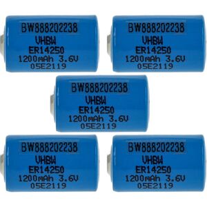 Vhbw - 5x Lithium ER14250 Round Cell Batteries Replacement for ER3, 6ES5-980-0MA11, 742-0011, 922-1262 - Special Battery (1200mAh, 3.6 v, Li-SOCl2)