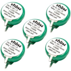 5x NiMH replacement button cell battery tab 2 pins type 1/V40H 40mAh 1.2V suitable for model building batteries, solar lights etc. - Vhbw