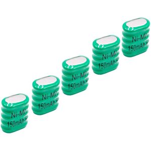 Vhbw - 5x NiMH replacement button cell battery tab type 5/V150H 150mAh 6V suitable for model building batteries, solar lights etc.