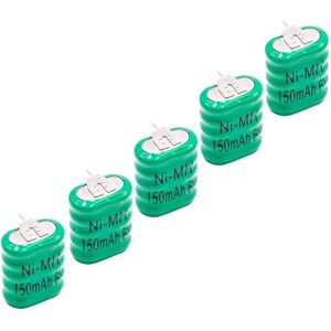 Vhbw - 5x NiMH replacement button cell battery tab type 5/V150H 3 pins 150mAh 6V suitable for model building batteries, solar lights etc.