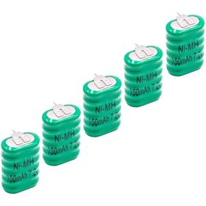 Vhbw - 5x NiMH replacement button cell battery tab type 6/V150H 3 pins 150mAh 7.2V suitable for model building batteries, solar lights etc.