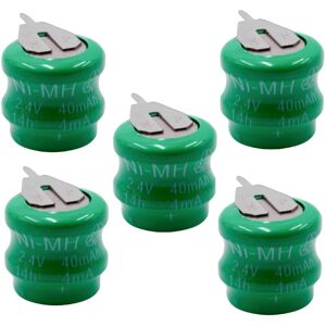 5x NiMH replacement button cell battery tab type V40H 2 pins 40mAh 2.4V suitable for model building batteries, solar lights etc. - Vhbw