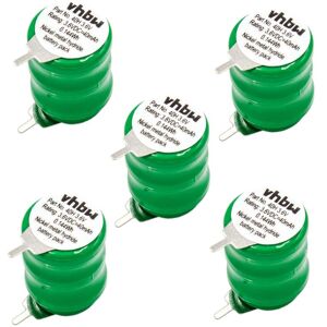 5x NiMH replacement button cell battery tab type V40H 2 pins 40mAh 3.6V suitable for model building batteries, solar lights etc. - Vhbw