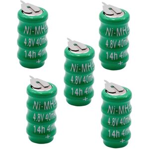 vhbw 5x NiMH replacement button cell battery tab type V40H 2 pins 40mAh 4.8V suitable for model building batteries, solar lights etc.