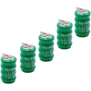 5x NiMH replacement button cell battery tab type V80H 2 pins 80mAh 4.8V suitable for model building batteries, solar lights etc. - Vhbw