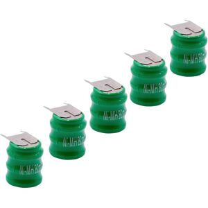 5x NiMH replacement button cell battery tab type V80H 3 pins 80mAh 3.6V suitable for model building batteries, solar lights etc. - Vhbw