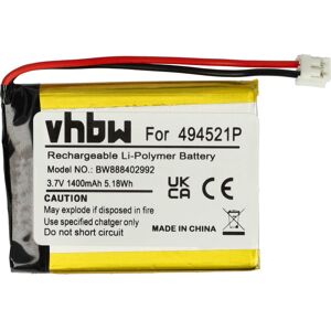 Vhbw - 1x Battery compatible with Audioline Babysense 5 Video Baby Monitor, Sensor Mat (1400mAh, 3.7 v, Li-polymer, without Housing)