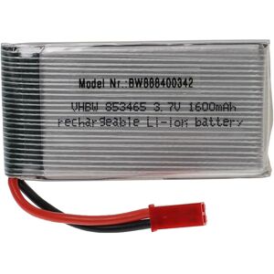 Battery compatible with bec Plug for Model Making Device e.g. Racing Car, Helicopter (1600mAh, 3.7 v, Li-polymer, 68 x 34 x 9 mm) - Vhbw