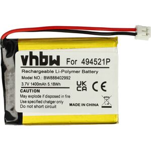 vhbw Battery compatible with Oricom SC701, SC705 Baby Monitor, Sensor Mat (1400mAh, 3.7 V, Li-polymer)