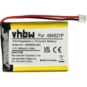 Vhbw - 1x Battery Replacement for Audioline 494251P, 494521P, BPCK1500LI for Baby Monitor, Sensor Mat (1400mAh, 3.7 v, Li-polymer, without Housing)