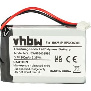 vhbw Battery Replacement for Audioline BPCK1500LI, 494251P for Baby Monitor, Sensor Mat (900mAh, 3.7 V, Li-polymer)