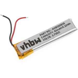 Li-Polymer battery 60mAh (3.7V) suitable for headset/headphones Jabra 100-96600003-02, 100-96600003-60, Sport Stereo replaces AHB390836. - Vhbw