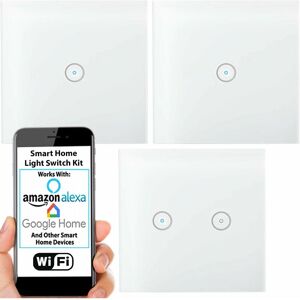 Loops - WiFi Light Switch & Auto Timer 2x Single 1x Double Wireless Control Wall Plate