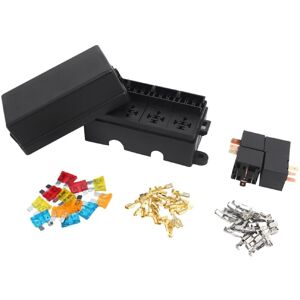 TLILY 12 Way Blade Fuse Holder Box with Spade Terminals and 4PCS 4Pin 12V 80A Relays for Car Truck Trailer Boat