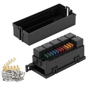 Tlily - 12V 11 Way Fuse Relay Box Block with 5 Pin Relay&Fuses for Car Truck