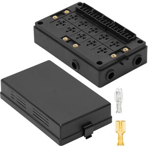 TLILY 12V Automotive Fuse Relay Box Universal Block for Car, Truck - 10 Slot Style Holder, 15 atc/ato Holder
