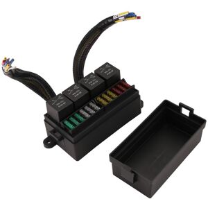 TLILY 12V Car Fuse Relay Box Pre-Wired and with 4 12 Way ATC/ATO Fuses Sealed