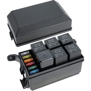 TLILY 12V Fuse and Relay Box Kit with 6 Slots Block atc/ato Blade Metallic Pins Spade Terminals Universal