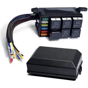 TLILY 12V Relay Fuse Box Prewired Relay Box Automotive with 5Pcs 5Pin Relays 1Pcs 4Pin Relay 6 atc/ato Blade Fuse Universal