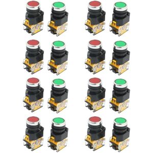TLILY 16Pcs 22mm 10A 380V dpst Momentary Push Button Switch Red Green