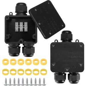 Héloise - 2 Pieces IP68 Waterproof Junction Box, Outdoor Waterproof Junction Box, 3 Way Cable Connector Housing Connections for Ø4mm-14mm Cable